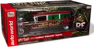 Cadillac Eldorado 1959 Hearse Rat Fink, black-red-green Auto World 1:18